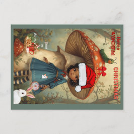 Cartão Postal De Festividades Alice Wonderland Caterpillar Christmas Postcard