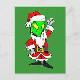 Cartão Postal De Festividades alien Santa Claus