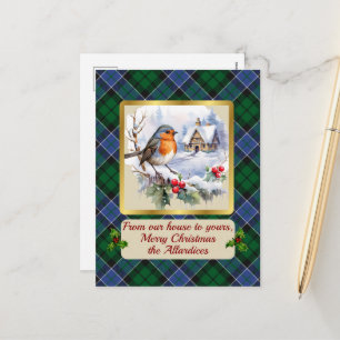 Cartão Postal De Festividades Allardice Tartan com Robin Personalizado