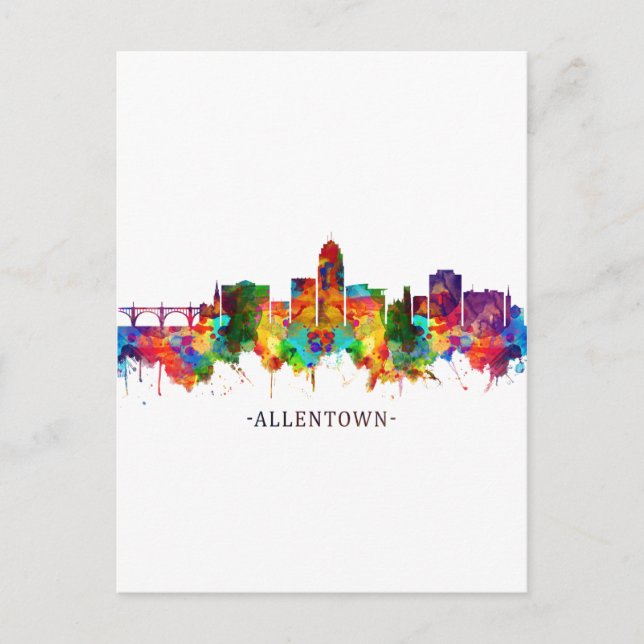 Cartão Postal De Festividades Allentown Pennsylvania Skyline (Frente)