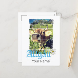 Cartão Postal De Festividades Allgäu Alps Vintage Cow Bavaria Alemanha Souvenir