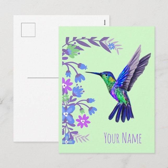 Cartão Postal De Festividades Almofadas de aves Design de beija-flores (Frente/Verso)