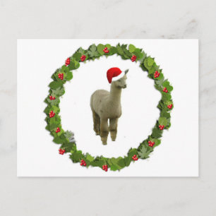 Cartão Postal De Festividades Alpaca Christmas Wreath
