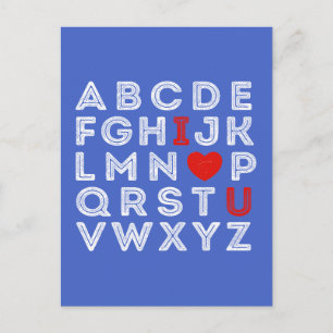 Cartão Postal De Festividades Alphabet ABC I Love You