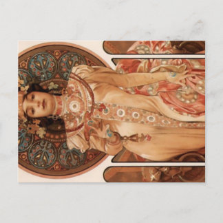Cartão Postal De Festividades Alphonse Mucha