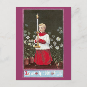 Cartão Postal De Festividades Altere o menino que carrega a páscoa do vintage d