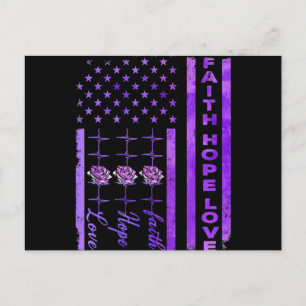 Cartão Postal De Festividades Alzheimers Sensibiliza Fé Esperança Ama Roxo