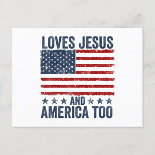 Cartão Postal De Festividades Ama Jesus e América a Deus, cristão 4º de J