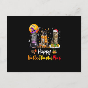 Cartão Postal De Festividades Amante de Gatos Halloween Dia de Ação de Graças Na