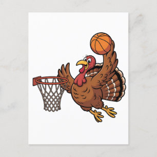Cartão Postal De Festividades Amante do esporte de basquete com peru no Dia de A