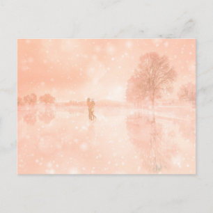 Cartão Postal De Festividades Amantes em um lago congelado