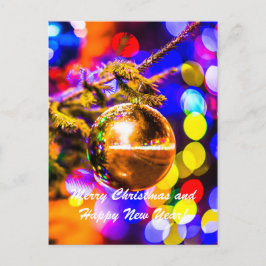 Cartão Postal De Festividades Amarelo de Natal Colorido