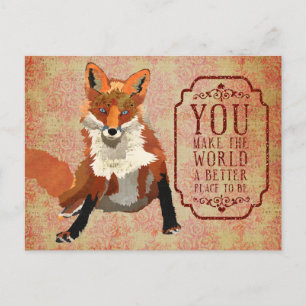 Cartão Postal De Festividades Amber Fox Valentines Day Postcard