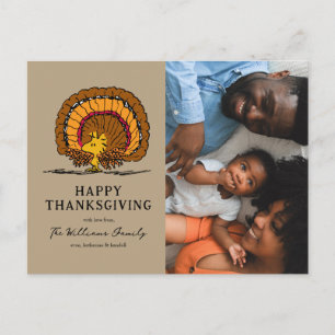 Cartão Postal De Festividades Amendoins Ação de Graças Feliz Woodstock Turquia