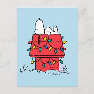 Cartão Postal De Festividades Amendoins Cachorro de Snoopy com Luzes