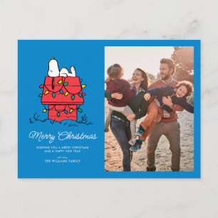 Cartão Postal De Festividades Amendoins   Casa de Snoopy com Luzes