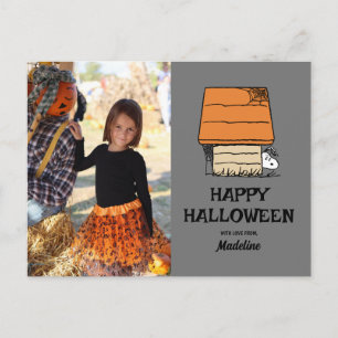 Cartão Postal De Festividades Amendoins   Feliz Halloween Snoopy Doghouse