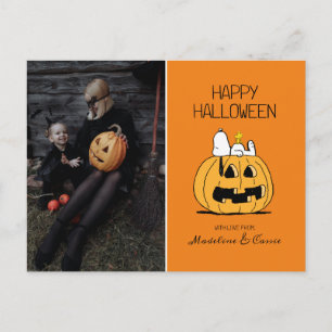Cartão Postal De Festividades Amendoins   Feliz Halloween Snoopy & Jack O' Lante