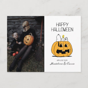 Cartão Postal De Festividades Amendoins   Feliz Halloween Snoopy & Jack O' Lante