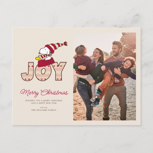 Cartão Postal De Festividades Amendoins | Passeio de Trenó Alegre do Snoopy & Wo (Frente)