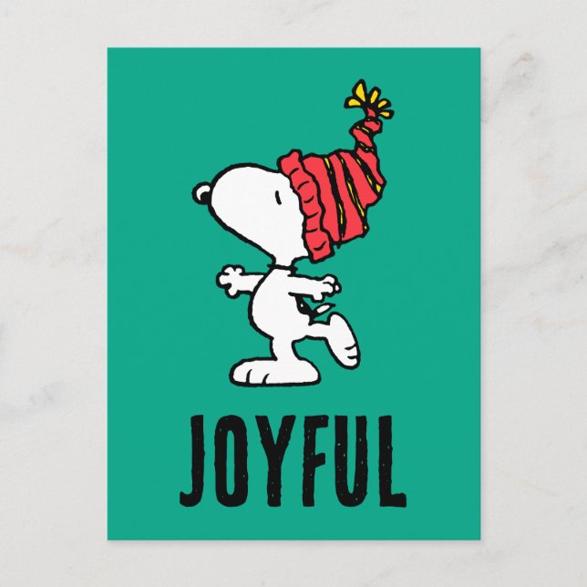 Cartão Postal De Festividades Amendoins | Snoopy Winter Merry Christmas (Frente)