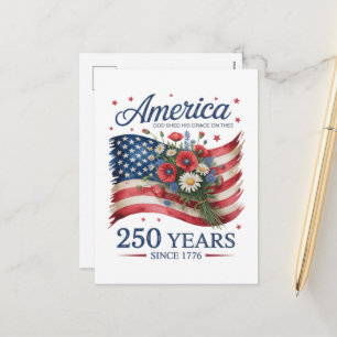 Cartão Postal De Festividades América 250 Anos de Liberdade 1776 2026