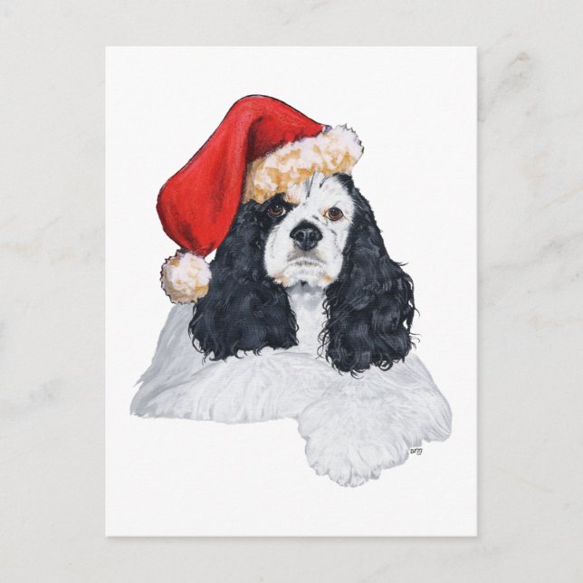 Cartão Postal De Festividades American Cocker Spaniel Natal (Frente)