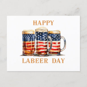 Cartão Postal De Festividades American Flag Beer Happy Laber Day Engraçada Labor
