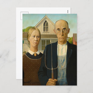 Cartão Postal De Festividades American Gothic por Grant Wood