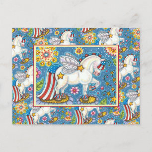 Cartão Postal De Festividades AMERICANA WHIMSYNICKER PATRIOTIC PONY Fantasy