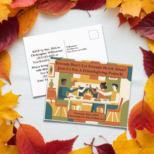 Cartão Postal De Festividades Amiga Engraçada Retro, Fazendo Óculos Piscantes De