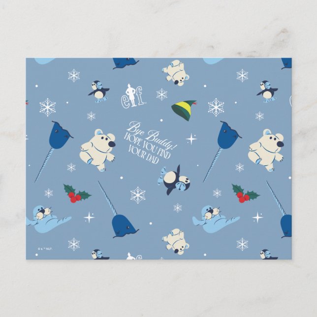 Cartão Postal De Festividades Amigos Animais Padrão de Inverno "Tchau Amigo" (Frente)