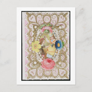 Cartão Postal De Festividades Amizade, cartão de Namorados, c.1870 (lito colorid