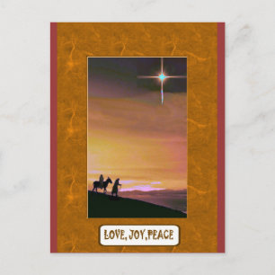 Cartão Postal De Festividades Amor, alegria paz, na estrada