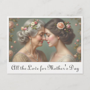 Cartão Postal De Festividades Amor Atemporal Entre Mãe e Filha