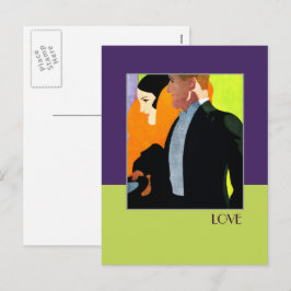 Cartão Postal De Festividades Amor. Dia de os namorados Art Deco