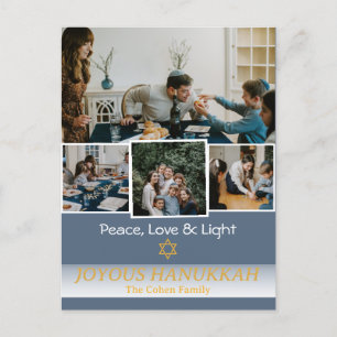 Cartão Postal De Festividades Amor e Luz   Foto da família Hanukkah Collage