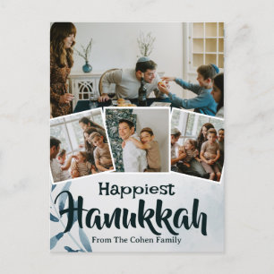 Cartão Postal De Festividades Amor e Luz Foto da família Hanukkah Collage