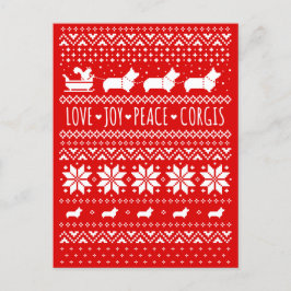 Cartão Postal De Festividades Amor Joy Peace Corgis Festivo Natal