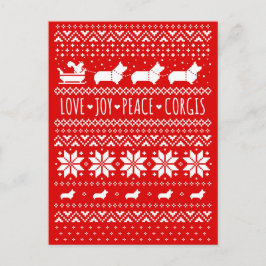 Cartão Postal De Festividades Amor Joy Peace Corgis Festivo Natal