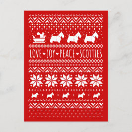 Cartão Postal De Festividades Amor Joy Peace Scotties Festivo Christmas