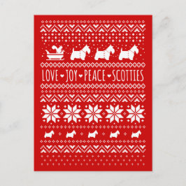 Cartão Postal De Festividades Amor Joy Peace Scotties Festivo Christmas