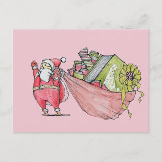Cartão Postal De Festividades Amores de Papai Noel para ler o cartão do Natal