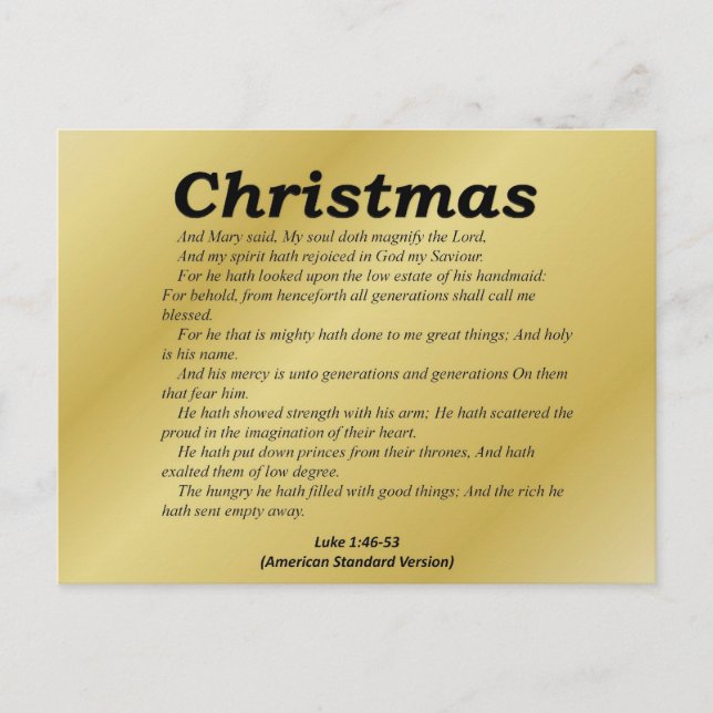 Cartão Postal De Festividades Amplie o Lorde Natal Luke 1-46 (Frente)