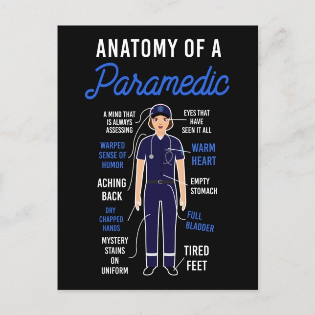 Cartão Postal De Festividades Anatomia De Emergência EMS De Um paramédico (Frente)