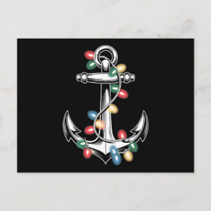 Cartão Postal De Festividades Âncora de Natal Luzes de Natal Náutico Vela