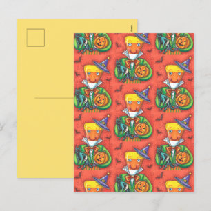 Cartão Postal De Festividades ANDAR O CANDÊ, GATO NEGRO E O JACK Coloridos