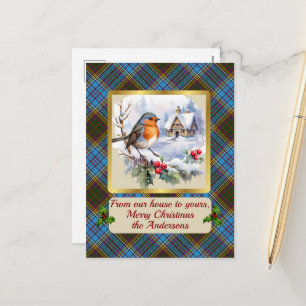 Cartão Postal De Festividades Anderson Crest & Tartan w/Robin Personalizado