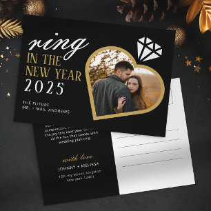 Cartão Postal De Festividades Anel Elegante no Ano Novo de Natal de Noivado