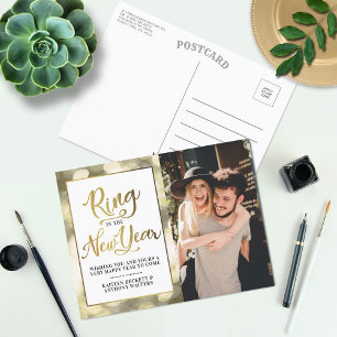 Cartão Postal De Festividades Anel no Ano Novo   Foto do Feliz ano novo